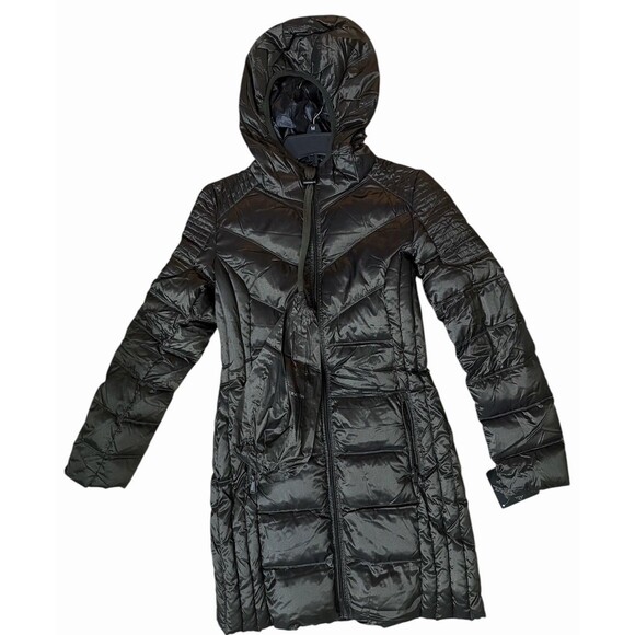 BCBGeneration Women’s Ultra Lightweight Packable Down Coat Olive XS Hoodie - Picture 7 of 12